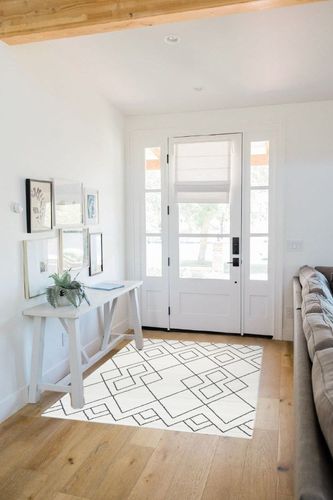 Elle Geometric Cream Area Rug BALTA Rugs Rug Size: Rectangle 4'4" x 6' in White Scandinavian Entryway
