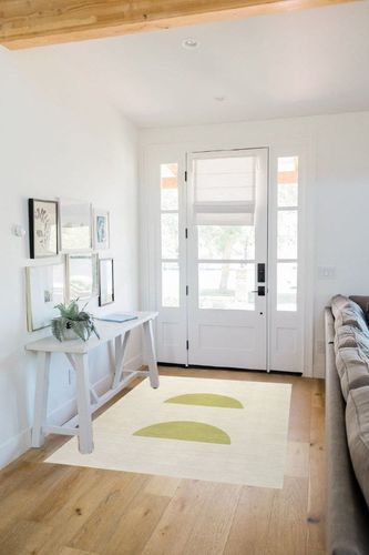 Ashaunti Minimalist Geometric Machine-Washable Cream/Yellow 3 ft. x 5 ft. Area ... in White Scandinavian Entryway