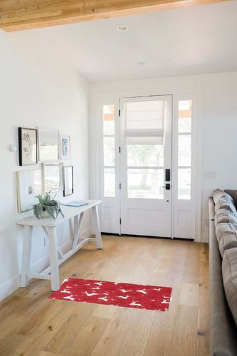 Outdoor Rugs for Patio,4x6 ft Christmas Elk Reindeer Deer Silhouettes Winter Holiday New Year Snowflake Red Indoor Outdoor Area Rug Floor Carpet Absorbent Camping Mats for Deck Backyard Porch Decor in White Scandinavian Entryway