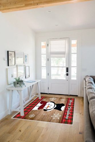 Area Rug, Winter Snowflake Snowman Christmas Rug, 2x3 Feet Rugs for Living Room Bedroom Kids Room Kids Room Nursery Classroom, Non-Slip Comrft Carpet Washable Rug in White Scandinavian Entryway