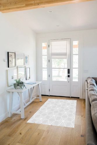 Area Rug A Grey Lace Seamless Christmas Pattern Washable 4x6 feet Rugs for Bedroom Kitchen Living Room Non Slip Outdoor Carpets Soft Mats for Home Playroom Decor in White Scandinavian Entryway