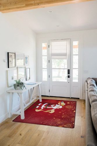 ALAZA Christmas Santa Claus with Gift Red Firework Area Rug for Living Room Bedroom 6'x4' in White Scandinavian Entryway