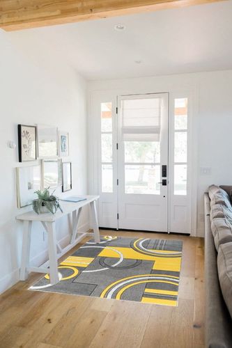 GLORY RUGS Area Rug Modern Soft Hand Carved Contemporary Floor Carpet with Premium Fluffy Texture for Indoor Living Dining Room and Bedroom Area (4x6, Yellow) in White Scandinavian Entryway