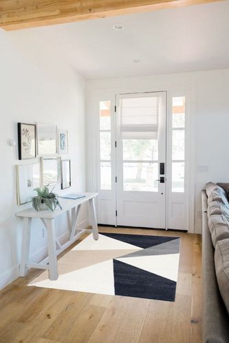 Abani Rugs Gray, Cream and Beige 4 ft. X 6ft. Contemporary Rug. Repeated Triangles in Tones of Cream and Gray Inspired by mid-Century Design. Minimalistic Design Turkish Stain Resistant Area Rug. in White Scandinavian Entryway