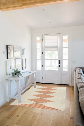 JONATHAN Y SMB204A-4 Vinales Diamond Stripe Indoor Outdoor Farmhouse Transitional Traditional Area Rug,High Traffic,Kitchen,Living Room,Backyard,Non Shedding,4 X 6,Beige/Terracotta in White Scandinavian Entryway
