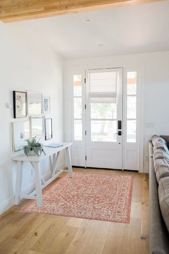 JONATHAN Y SMB104A-4 Malta Bohemian Medallion Textured Weave Indoor Outdoor Area Rug, Coastal, Traditional, Transitional Easy Cleaning,Bedroom,Kitchen,Backyard,Patio,Non Shedding, Red/Taupe, 4 X 6 in White Scandinavian Entryway