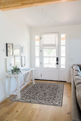 JONATHAN Y SMB106G-4 Charleston Vintage Filigree Textured Weave Indoor Outdoor-Rug LivingRoom Backyard,4 X 6,Black/Gray in White Scandinavian Entryway
