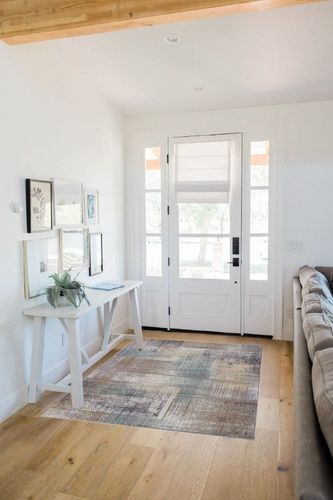 SUPERIOR Washable Indoor Large Area Rug, Modern Abstract Home Floor Decor for Living Room Spaces, Kitchen/Dining, Bedrooms, Office, Dorm, Patchwork Aesthetic, Aria Collection, 4' x 6', Taupe in White Scandinavian Entryway