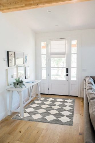 nuLOOM Gianna Contemporary Geometric Checker Tile Area Rug, 4x6, Grey in White Scandinavian Entryway