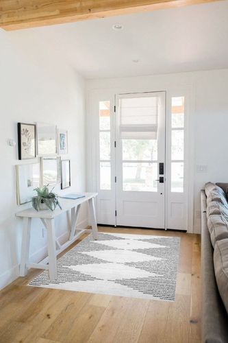 nuLOOM Romina Machine Washable Diamond Stripes Area Rug, 4x6, White in White Scandinavian Entryway