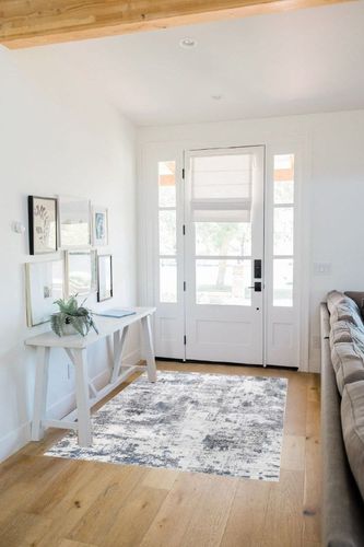 nuLOOM Dali Abstract Machine Washable Area Rug, 4x6, Grey in White Scandinavian Entryway