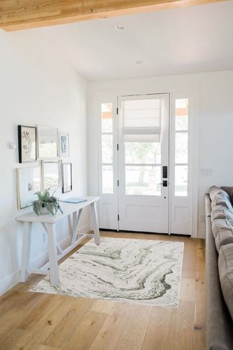 Abani Atlas 4'x6' Green/Grey Area Rug, Abstract Marble - Durable Non-Shedding - Easy to Clean in White Scandinavian Entryway