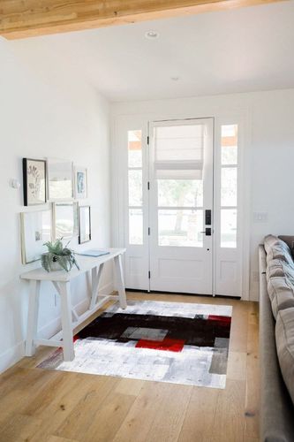CALLNA Black Gray Red Geometric Graffiti Art Area Rug, Abstract Vintage Hand Drawn Oil Painting Art Indoor Non-Slip Kids Rugs, for Room Sofa Living Room Mat Bedroom Home Decor Floor Mats-4' x 6' in White Scandinavian Entryway