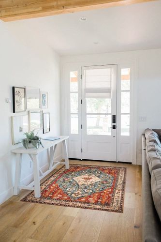 Morebes Tribal Washable 4x6 Rug, Soft Kitchen Area Rug Boho Bathroom Rug Distressed Laundry Room Entryway Rugs Indoor Non Slip, Vintage Throw Rug for Bedroom Living Room, Rust/Multi in White Scandinavian Entryway