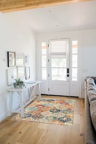 Lahome Moroccan Machine Washable Rug - 4 x 6 Rugs for Living Room Non-Slip Bedroom Rug Vintage Trellis Rug Ultra-Thin Throw Distressed Large Carpet for Dining Room Office（4'x 6',Cream/Multi in White Scandinavian Entryway