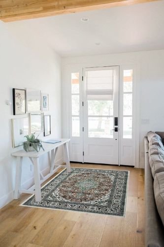 RUGSREAL 4x6 Area Rug Vintage Medallion Area Rug Floral Print Area Rug Stain & Water Resistant Washable Rug Non-Shedding Indoor Floor Cover for Living Room Bedroom Decor, Green, 4x6 Feet in White Scandinavian Entryway