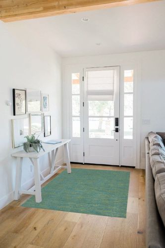 Nourison Essentials Indoor/Outdoor Blue Green 4' x 6' Area Rug, Easy -Cleaning, Non Shedding, Bed Room, Living Room, Dining Room, Backyard, Deck, Patio (4x6) in White Scandinavian Entryway