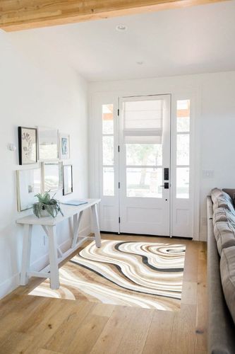 FINOREN Artistic Abstract Area Rug.Cream and Brown,4x6 Feet,Suitable for Bedroom,Living Room,Apartment,Machine Washable Non-Slip Soft Modern Interior Rug,Smudge-Proof,Non-Shedding. in White Scandinavian Entryway
