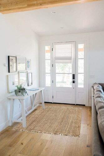 JONATHAN Y NRF103A-4 para Hand Woven Chunky Jute with Fringe Area-Rug, Bohemian, for Bedroom, Kitchen, Living Room,4 X 6,Natural in White Scandinavian Entryway