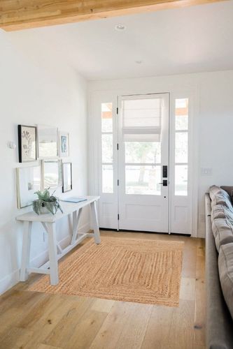 Jute Braided Rug 4x6 Ft, Tightly Braided Chindi and Jute Rug, Reversible,Durable,Sustainable Rug Pad, Shag Rugs for Bedroom, Floor Rug, Bedroom Rugs, Jute Kitchen Rug-48x72 Natural in White Scandinavian Entryway