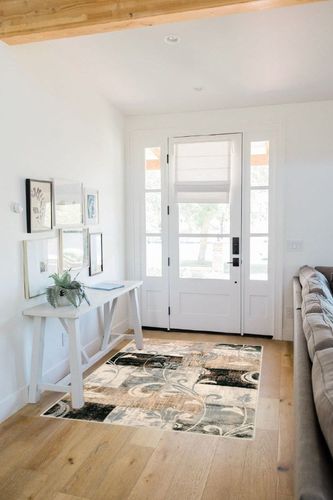 Lahome Modern Geometric Area Rug Washable, 4x6 Area Rug for Bedroom Farmhouse Patchwork Floor Carpet for Living Room Kitchen, Low Profile Office Throw Rug Non Slip for Entryway, Beige in White Scandinavian Entryway