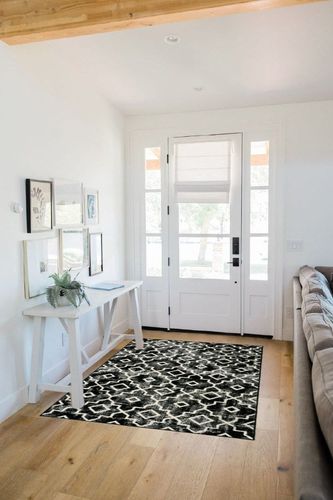 Wonnitar Moroccan Area Rug Washable 4x6 Rug for Bedroom Black Non-Slip Soft Throw Mat for Living Room Modern Geometric Large Dining Room Floor Carpet for Bedside Apartment Bathroom in White Scandinavian Entryway