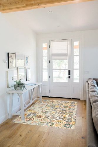 Lahome Floral Medallion Collection Area Rug - 4’ X 6’ Non-Slip Distressed Bohemian Vintage Traditional Area Rug Accent Throw Rugs Floor Carpet for Living Room Bedrooms Decor (4' x 6', Multicolor) in White Scandinavian Entryway