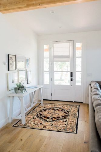 SAFAVIEH Heritage Collection Accent Rug - 4' x 6', Black & Gold, Handmade Traditional Oriental Medallion Wool, Ideal for High Traffic Areas in Entryway, Living Room, Bedroom (HG625Z) in White Scandinavian Entryway