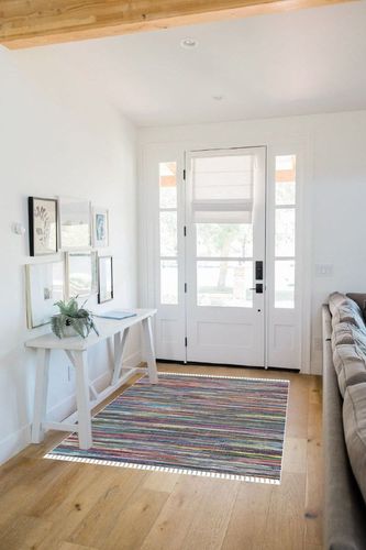 SAFAVIEH Rag Rug Collection Accent Rug - 4' x 6', Grey & Multi, Handmade Boho Stripe Cotton, Ideal for High Traffic Areas in Entryway, Living Room, Bedroom (RAR121M) in White Scandinavian Entryway