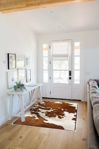 Red and White Cowhide Washable Rug, Carpet Rugs for Nursery Room, Bedroom, Luxury Home Decor, Soft Floor Plush Carpets - 36"x24" in White Scandinavian Entryway