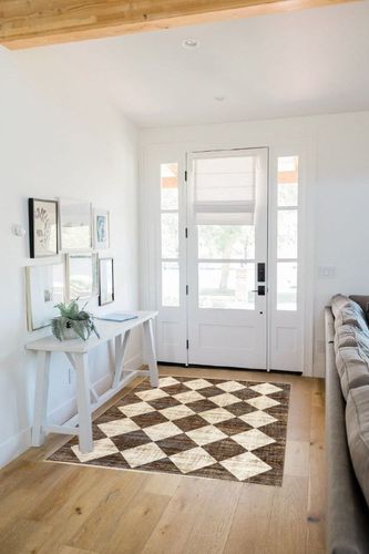 nuLOOM Meline Checkered Fringe Area Rug, 4x6, Beige in White Scandinavian Entryway