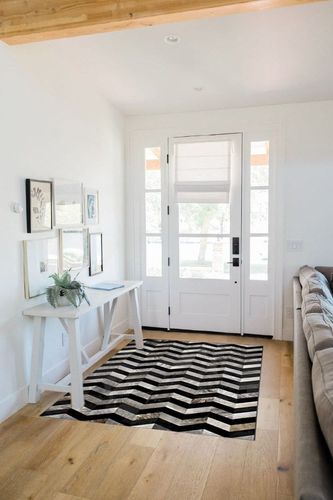 Premiumcowhide New Cowhide Rug Leather. Animal Skin Patchwork Area Carpet (4 x 6) in White Scandinavian Entryway