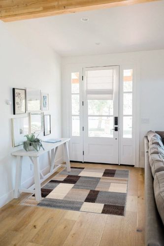 SUPERIOR Indoor Small Area Rug, Jute Backed, Perfect for Entryway, Office, Living/Dining Room, Bedroom, Kitchen, Modern Geometric Patchwork Floor Decor, Clifton Collection, 4' x 6', Grey/Brown in White Scandinavian Entryway