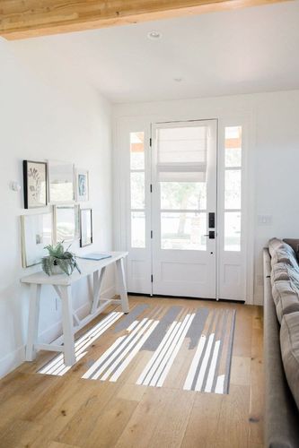 LEEVAN Grey and White Outdoor Rug 4'x 6', Outdoor Patio Rug, Washable Woven Front Porch Rug Indoor Farmhouse Striped Area Rug for Bedroom/Living Room in White Scandinavian Entryway