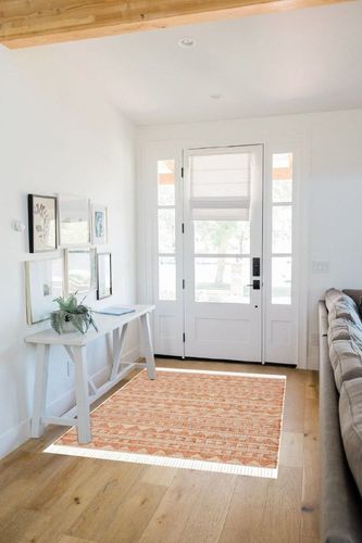 SAFAVIEH Kilim Collection Accent Rug - 4' x 6', Natural & Rust, Flat Weave Jute Design, Ideal for High Traffic Areas in Entryway, Living Room, Bedroom (KLM176P) in White Scandinavian Entryway