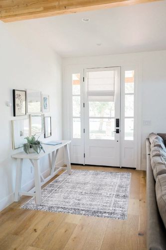 VIPBED Rug,4x6 Washable Area Rug for Living Room,Vintage Distressed Rug with Anti-Slip Backing,Ultra-Thin Low Pile Rug Boho Farmhouse Rug for Home Decor(Grey,4'x6') in White Scandinavian Entryway