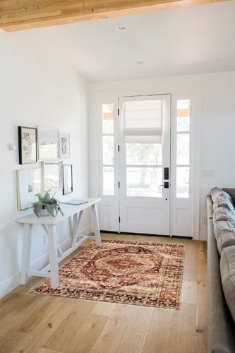 BRICHOEE Vintage Washable Area Rug 4x6 Rust Low-Pile Indoor Floral Print Carpet Non Slip Printed Persian Boho Rug for Living Room in White Scandinavian Entryway