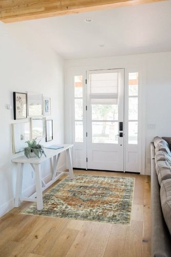 ROYHOME Area Rug 4x6 Rug Vintage Rug Non Slip Living Room Rug Accent Mat Vintage Distressed Floor Carpet Machine Washable Indoor Floor Cover for Bedroom Living Room, 4’x6’, Brown in White Scandinavian Entryway
