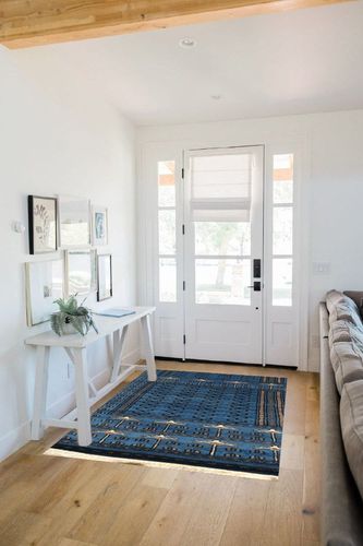 4x6 feet Handknotted Vintage Blue Wool Rug 120x180 cm Custom Area Blue Rug for Bedroom Oriental Rug, Classic Blue Rug for Livingroom in White Scandinavian Entryway