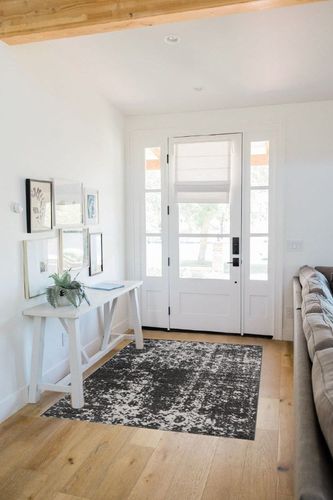 nuLOOM Deedra Modern Abstract Area Rug, 4x6, Dark Grey in White Scandinavian Entryway