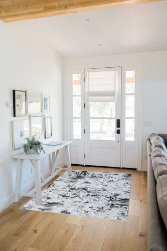GlowSol Modern 4x6 Area Rug Washable Living Room Rugs Moroccan Rugs for Bedroom Boho Abstract Washable Rugs Non Slip Floor Mat Soft Area Rug Office Rugs Accent Carpet,4x6 Grey in White Scandinavian Entryway