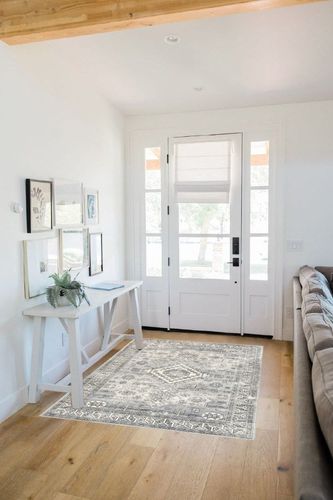 nuLOOM Bowie Machine Washable Tribal Pattern Area Rug, 4x6, Grey in White Scandinavian Entryway