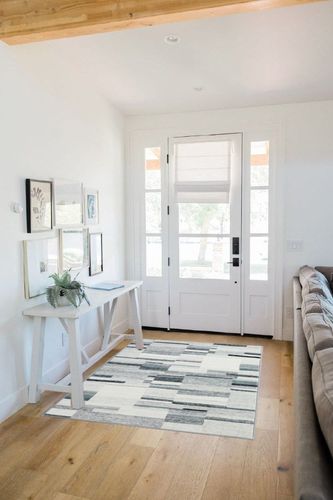 Zacoo Modern Rugs for Living Room 4x6 Non Slip No Shedding Carpet Geometric Abstract Area Rug Low Pile Floor Carpet Throw Rug Bedroom Decor Dining Room Nursery, Grey/White in White Scandinavian Entryway