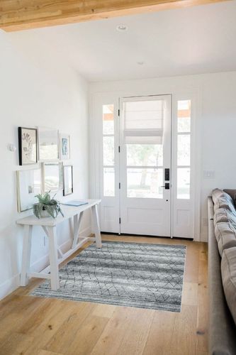 Garvee Machine Washable Area Rug 4x6 Non Slip Modern Diamond Rug for Living Room Bedroom Printed Geometric Accent Rug Home Decor Floor Decoration Carpet Mat, Grey in White Scandinavian Entryway