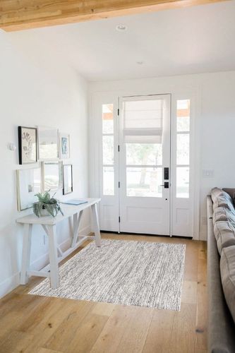 Safavieh Abstract Collection Accent Rug - 4' x 6', Black & Grey, Handmade Wool, Ideal for High Traffic Areas in Entryway, Living Room, Bedroom (ABT483Z) in White Scandinavian Entryway