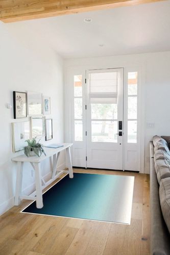 Large Area Rug 4' x 6', Grey Aqua Runner Rug for Living Room Bedroom Washable Accent Rug Carpet Kitchen Dining Room Floor Cover Mat Abstract Striped Gradient Modern Art in White Scandinavian Entryway