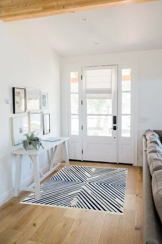 Alfa Rich 4x6 Area Rug, Ultra-Thin Geometric Grey Blue Rug, Non-Slip Machine Washable Rugs in White Scandinavian Entryway