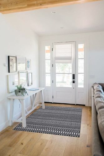 RUGSREAL 4 x 6 Machine Washable Area Rug Boho Geometric Area Rug Farmhouse Non-Slip Stain Resistant Modern Rug for Living Room Home Office, 4' x 6' in White Scandinavian Entryway