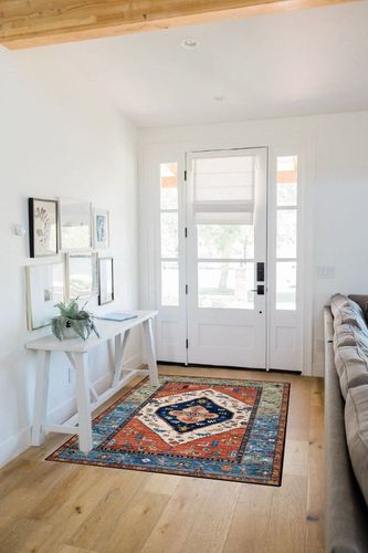 Lahome Boho Rugs for Living Room - 4x6 Area Rug Machine Washable Bedroom Rugs Non-Slip Low-Pile Entryway Rug Throw Oriental Distressed Kitchen Rugs Indoor Floor Carpet for Dining Room Bathroom Office in White Scandinavian Entryway