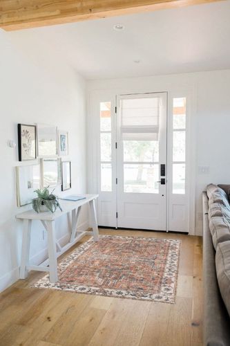 Valenrug Washable Rug 4x6 - Ultra-Thin Antique Collection Area Rug, Stain Resistant Rugs for Living Room Bedroom, Distressed Vintage Rug(Peach/Blue, 4'x6') in White Scandinavian Entryway
